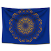 Wall Tapestry Art Decor Blanket Curtain Picnic Tablecloth Hanging Home Bedroom Living Room Dorm Decoration Polyester Bohemia Solid Dark Blue Background Gold Mandala View