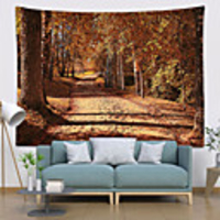 Wall Tapestry Art Decor Blanket Curtain Picnic Tablecloth Hanging Home Bedroom Living Room Dorm Decoration Polyester Brown Wood Path