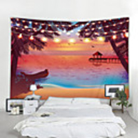 Wall Tapestry Art Decor Blanket Curtain Picnic Tablecloth Hanging Home Bedroom Living Room Dorm Decoration Polyester Cartoon Beach Seaside