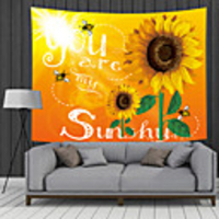 Wall Tapestry Art Decor Blanket Curtain Picnic Tablecloth Hanging Home Bedroom Living Room Dorm Decoration Polyester Cartoon Bee Sunflower