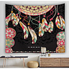 Wall Tapestry Art Decor Blanket Curtain Picnic Tablecloth Hanging Home Bedroom Living Room Dorm Decoration Polyester Colorful Feather Small Circle Decoration On Black Background