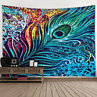 Wall Tapestry Art Decor Blanket Curtain Picnic Tablecloth Hanging Home Bedroom Living Room Dorm Decoration Polyester Colorful Feather Views