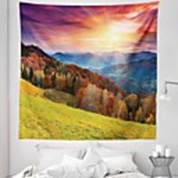 Wall Tapestry Art Decor Blanket Curtain Picnic Tablecloth Hanging Home Bedroom Living Room Dorm Decoration Polyester Colorful Sunshine Forest Mounatin Views