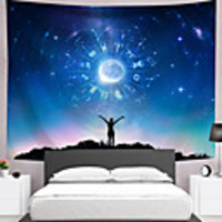 Wall Tapestry Art Decor Blanket Curtain Picnic Tablecloth Hanging Home Bedroom Living Room Dorm Decoration Polyester Constellation Person Views