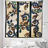 Wall Tapestry Art Decor Blanket Curtain Picnic Tablecloth Hanging Home Bedroom Living Room Dorm Decoration Polyester Dark Color Floral Pattern