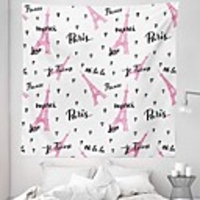Wall Tapestry Art Decor Blanket Curtain Picnic Tablecloth Hanging Home Bedroom Living Room Dorm Decoration Polyester Eiffel Railroad Paris France Letter Pattern