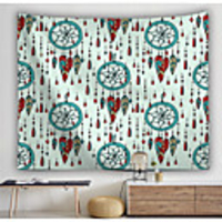 Wall Tapestry Art Decor Blanket Curtain Picnic Tablecloth Hanging Home Bedroom Living Room Dorm Decoration Polyester Feather Circle Small Net Multicolor Pattern