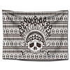 Wall Tapestry Art Decor Blanket Curtain Picnic Tablecloth Hanging Home Bedroom Living Room Dorm Decoration Polyester Feather Head Crown Pirate Wind Indian Skull Gray