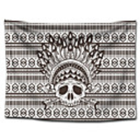 Wall Tapestry Art Decor Blanket Curtain Picnic Tablecloth Hanging Home Bedroom Living Room Dorm Decoration Polyester Feather Head Crown Pirate Wind Indian Skull Gray