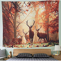 Wall Tapestry Art Decor Blanket Curtain Picnic Tablecloth Hanging Home Bedroom Living Room Dorm Decoration Polyester Forest Deer Pattern miniinthebox