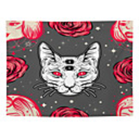 Wall Tapestry Art Decor Blanket Curtain Picnic Tablecloth Hanging Home Bedroom Living Room Dorm Decoration Polyester Four Eyes Tiger View
