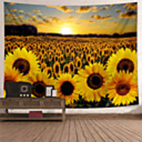 Wall Tapestry Art Decor Blanket Curtain Picnic Tablecloth Hanging Home Bedroom Living Room Dorm Decoration Polyester Gold Sunshine Sunflower Beauty Views