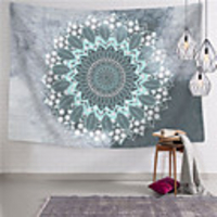 Wall Tapestry Art Decor Blanket Curtain Picnic Tablecloth Hanging Home Bedroom Living Room Dorm Decoration Polyester Gray Blue Mandala View