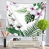 Wall Tapestry Art Decor Blanket Curtain Picnic Tablecloth Hanging Home Bedroom Living Room Dorm Decoration Polyester Green Leaves White Flowers View