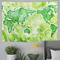 Wall Tapestry Art Decor Blanket Curtain Picnic Tablecloth Hanging Home Bedroom Living Room Dorm Decoration Polyester Green Map