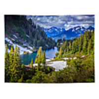 Wall Tapestry Art Decor Blanket Curtain Picnic Tablecloth Hanging Home Bedroom Living Room Dorm Decoration Polyester Green Mountains And Green Waters Views