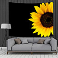 Wall Tapestry Art Decor Blanket Curtain Picnic Tablecloth Hanging Home Bedroom Living Room Dorm Decoration Polyester Half A Sunflower On The Right