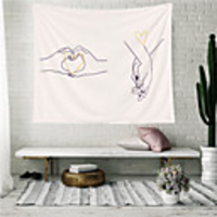 Wall Tapestry Art Decor Blanket Curtain Picnic Tablecloth Hanging Home Bedroom Living Room Dorm Decoration Polyester Hands Love Stick Figure View