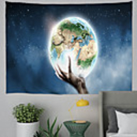 Wall Tapestry Art Decor Blanket Curtain Picnic Tablecloth Hanging Home Bedroom Living Room Dorm Decoration Polyester Holding The Planet