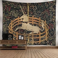 Wall Tapestry Art Decor Blanket Curtain Picnic Tablecloth Hanging Home Bedroom Living Room Dorm Decoration Polyester Horse Unicorn Flowers miniinthebox