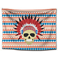 Wall Tapestry Art Decor Blanket Curtain Picnic Tablecloth Hanging Home Bedroom Living Room Dorm Decoration Polyester Indian Skull With Red Black Feather Head Crest