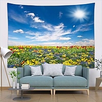 Wall Tapestry Art Decor Blanket Curtain Picnic Tablecloth Hanging Home Bedroom Living Room Dorm Decoration Polyester Landscape Modern Sky Flowers Grass