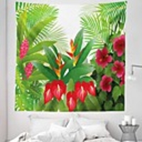 Wall Tapestry Art Decor Blanket Curtain Picnic Tablecloth Hanging Home Bedroom Living Room Dorm Decoration Polyester Leaves Flowers Pattern