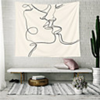 Wall Tapestry Art Decor Blanket Curtain Picnic Tablecloth Hanging Home Bedroom Living Room Dorm Decoration Polyester Lovers Mouth Together Stick Figure Views
