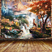 Wall Tapestry Art Decor Blanket Curtain Picnic Tablecloth Hanging Home Bedroom Living Room Dorm Decoration Polyester Maple Fawn Wonderland Beauty View