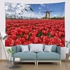 Wall Tapestry Art Decor Blanket Curtain Picnic Tablecloth Hanging Home Bedroom Living Room Dorm Decoration Polyester Modern Landscape Red Flower Windmill