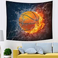 Wall Tapestry Art Decor Blanket Curtain Picnic Tablecloth Hanging Home Bedroom Living Room Dorm Decoration Polyester Modern Novelty Thunder Fire Basketball