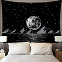 Wall Tapestry Art Decor Blanket Curtain Picnic Tablecloth Hanging Home Bedroom Living Room Dorm Decoration Polyester Moon Mountains Sea Stars