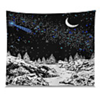 Wall Tapestry Art Decor Blanket Curtain Picnic Tablecloth Hanging Home Bedroom Living Room Dorm Decoration Polyester Moon Stars Snow Views