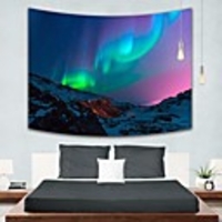 Wall Tapestry Art Decor Blanket Curtain Picnic Tablecloth Hanging Home Bedroom Living Room Dorm Decoration Polyester Mountain Aurora