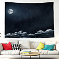 Wall Tapestry Art Decor Blanket Curtain Picnic Tablecloth Hanging Home Bedroom Living Room Dorm Decoration Polyester Night Sky Moon Pattern