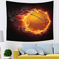 Wall Tapestry Art Decor Blanket Curtain Picnic Tablecloth Hanging Home Bedroom Living Room Dorm Decoration Polyester Novelty Modern Fire Basketball
