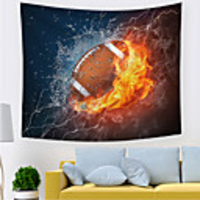 Wall Tapestry Art Decor Blanket Curtain Picnic Tablecloth Hanging Home Bedroom Living Room Dorm Decoration Polyester Novelty Modern Thunder Fire Rugby
