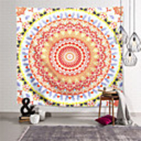 Wall Tapestry Art Decor Blanket Curtain Picnic Tablecloth Hanging Home Bedroom Living Room Dorm Decoration Polyester Orange Mandala View