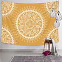 Wall Tapestry Art Decor Blanket Curtain Picnic Tablecloth Hanging Home Bedroom Living Room Dorm Decoration Polyester Orange Background White Mandala View