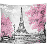 Wall Tapestry Art Decor Blanket Curtain Picnic Tablecloth Hanging Home Bedroom Living Room Dorm Decoration Polyester Paris European City Landscape France Eiffel Tower