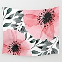 Wall Tapestry Art Decor Blanket Curtain Picnic Tablecloth Hanging Home Bedroom Living Room Dorm Decoration Polyester Pink Flowers View