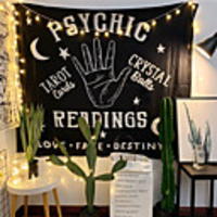 Wall Tapestry Art Decor Blanket Curtain Picnic Tablecloth Hanging Home Bedroom Living Room Dorm Decoration Polyester Psychic Hand Star Moon Letter View