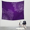 Wall Tapestry Art Decor Blanket Curtain Picnic Tablecloth Hanging Home Bedroom Living Room Dorm Decoration Polyester Purple Background Floral View