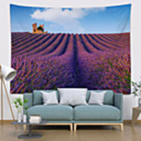 Wall Tapestry Art Decor Blanket Curtain Picnic Tablecloth Hanging Home Bedroom Living Room Dorm Decoration Polyester Purple Flowers