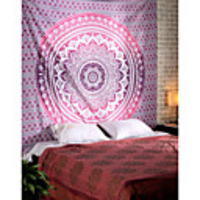 Wall Tapestry Art Decor Blanket Curtain Picnic Tablecloth Hanging Home Bedroom Living Room Dorm Decoration Polyester Purple Pink Mandala View