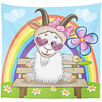 Wall Tapestry Art Decor Blanket Curtain Picnic Tablecloth Hanging Home Bedroom Living Room Dorm Decoration Polyester Rainbow Cartoon Sheep View