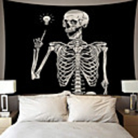 Wall Tapestry Art Decor Blanket Curtain Picnic Tablecloth Hanging Home Bedroom Living Room Dorm Decoration Polyester Skull Point Light Bulb