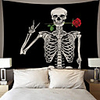 Wall Tapestry Art Decor Blanket Curtain Picnic Tablecloth Hanging Home Bedroom Living Room Dorm Decoration Polyester Skull Rose