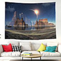 Wall Tapestry Art Decor Blanket Curtain Picnic Tablecloth Hanging Home Bedroom Living Room Dorm Decoration Polyester Sky Mountains Pattern