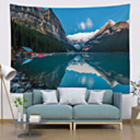 Wall Tapestry Art Decor Blanket Curtain Picnic Tablecloth Hanging Home Bedroom Living Room Dorm Decoration Polyester Sky Snow Mountain Lake
